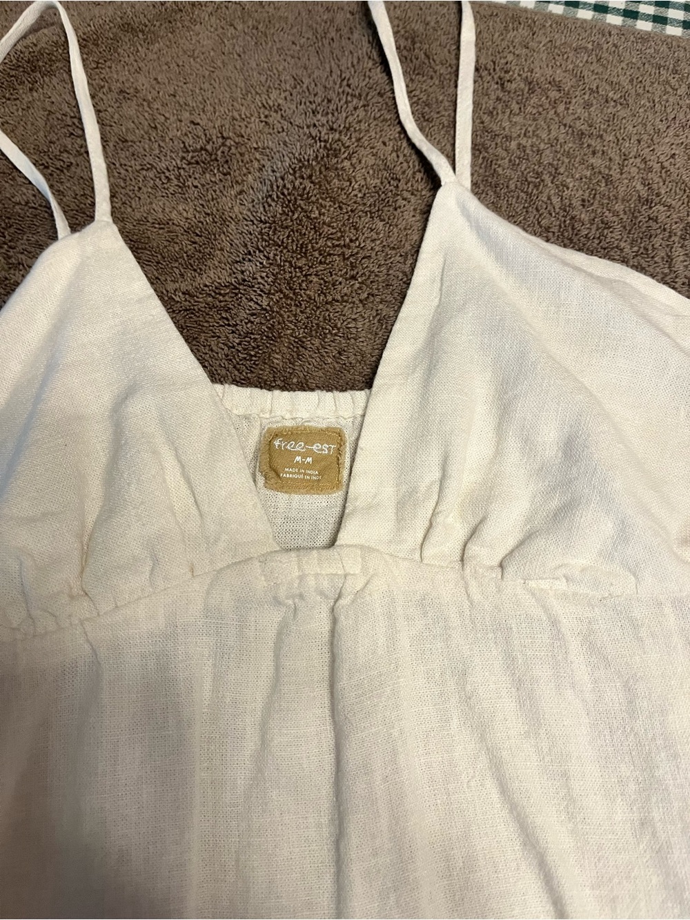 Free People - Cream Spaghetti Strap Cami Top and wide leg linen pant set - Picture 5 of 9